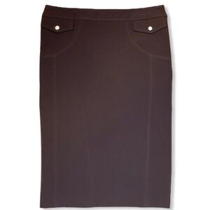 Karen Millen Pencil Skirt Snap Details Brown 6